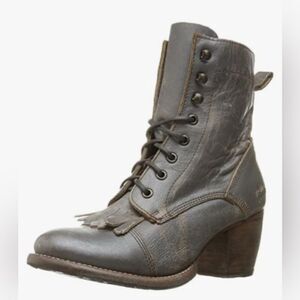 BEDSTU FINIS Lace Up Western BOOTIES in gray with kiltie detail 7.5